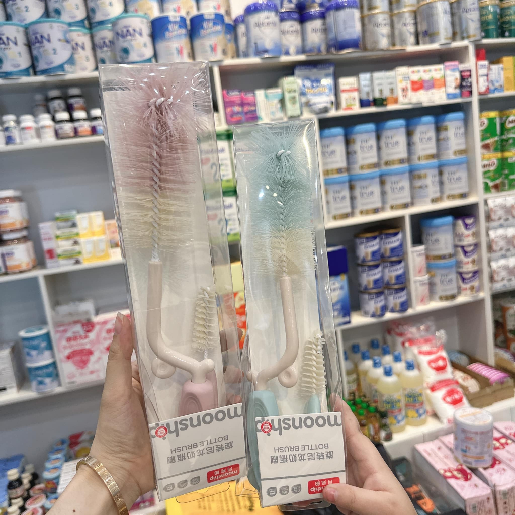 Cọ rửa bình sữa, núm ti 2 chi tiết moonship cao cấp 360 độ