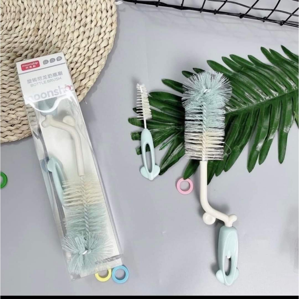 Cọ rửa bình sữa, núm ti 2 chi tiết moonship cao cấp 360 độ