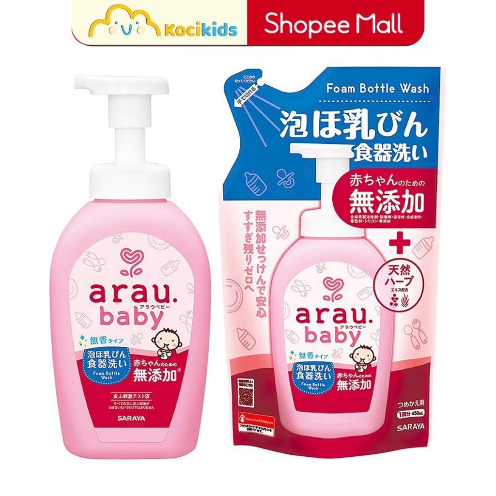 Nước rửa bình sữa ARAU BABY Chai 500ml-Túi 450ml