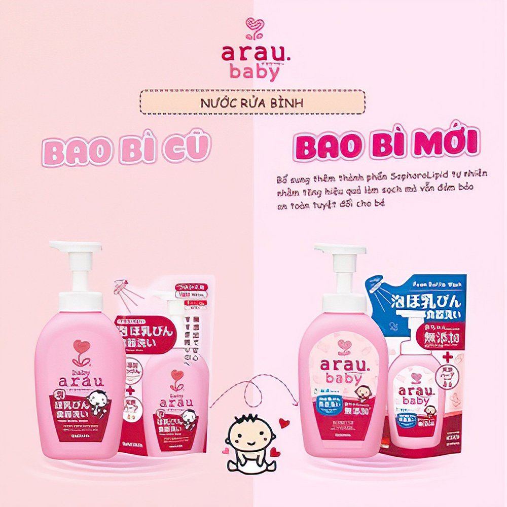 Nước rửa bình sữa ARAU BABY Chai 500ml-Túi 450ml