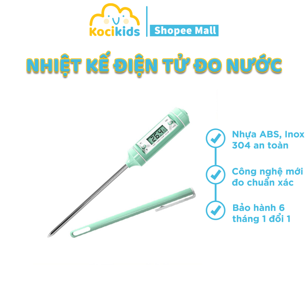 Nhiệt kế đo nước pha cho em bé chuẩn xác, an toàn cho em bé (tặng kèm pin)