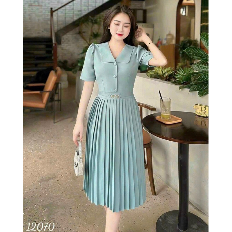 Đầm dự tiệc, công sở váy xoè dập li M/L/XL/2XL