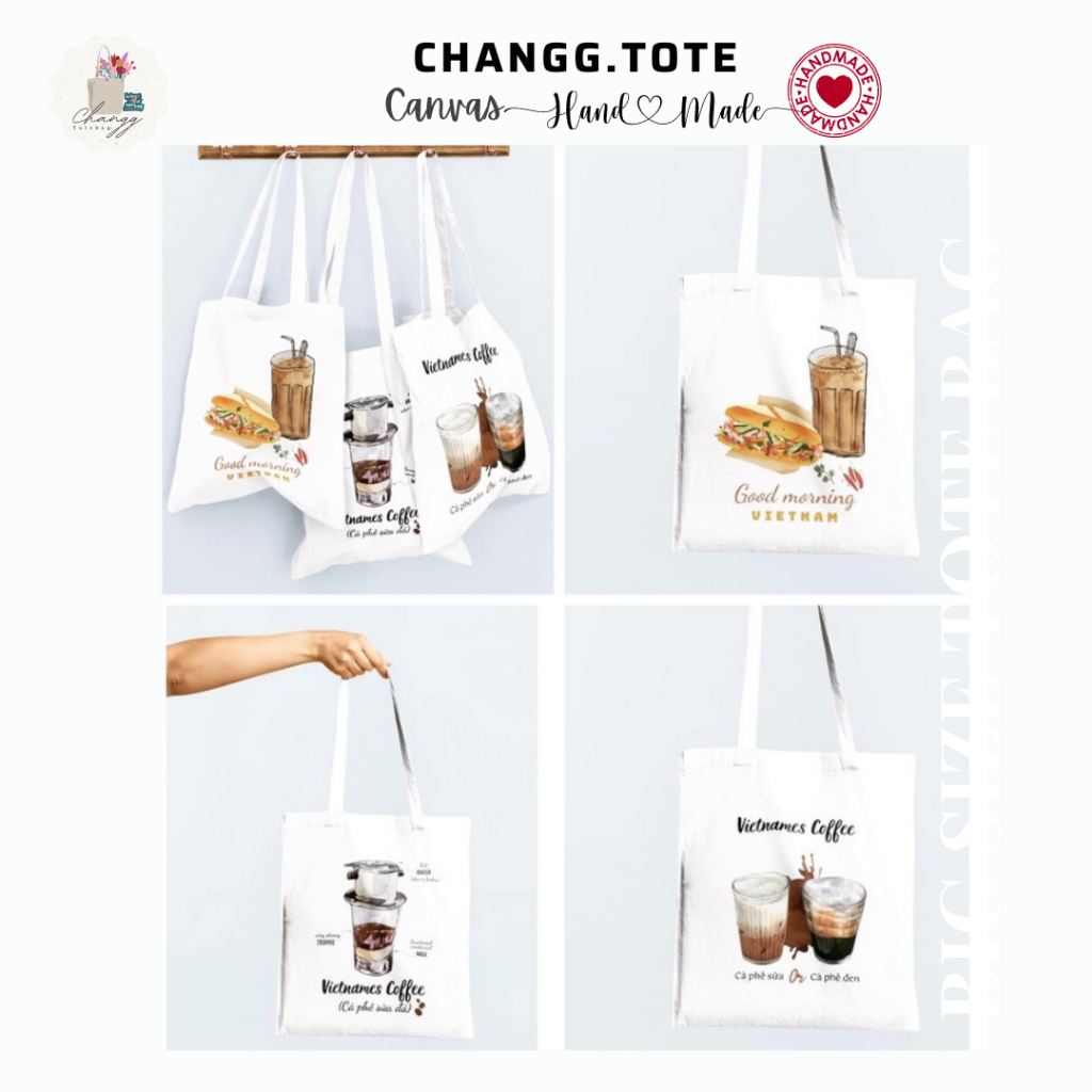 Túi tote in theo yêu cầu hình cà phê