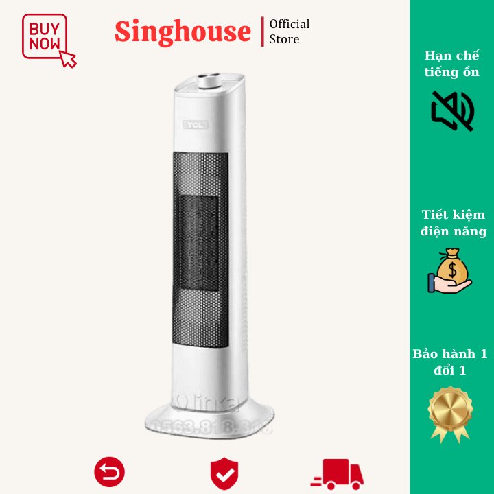 Quạt Sưởi Gốm-Máy Sưởi Đứng TCL Công Suất 2200W-Làm Ấm Nhanh,Tỏa Nhiệt Đều,Xoay 120 Độ-Bảo Hành 12 Tháng-Singhouse