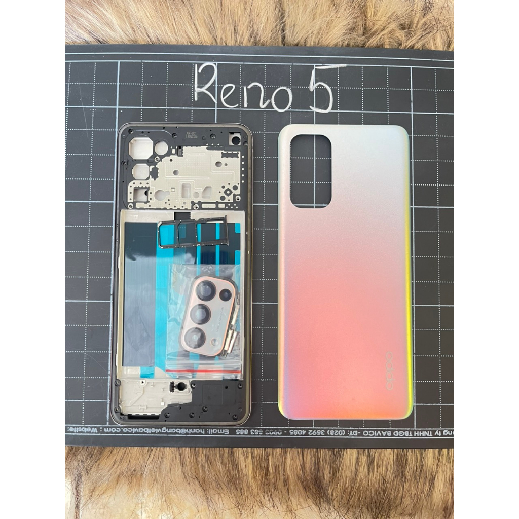 Bộ vỏ thay thế Oppo Reno 5 kèm khay sim + kính camera