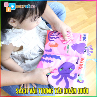 Sách vải cho bé - Sách vải đoán đuôi với nhiều chủ đề về các loài động vật, sách song ngữ Anh-Việt