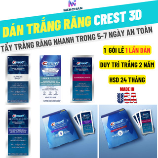 [Có Sẵn - Chính hãng] Miếng dán dán trắng răng 1 GÓI Crest 3D White Professional, Supreme, Glamorous USA