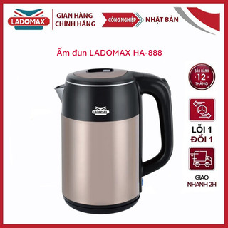 Ấm đun siêu tốc 2.5l ladomax - ha-888 , 2 lớp cách nhiệt , an toàn sử dụng