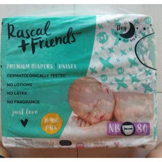  Bỉm Tã dán Rascal & Friends size NB80 miếng  <=5kg  dành cho sơ sinh 