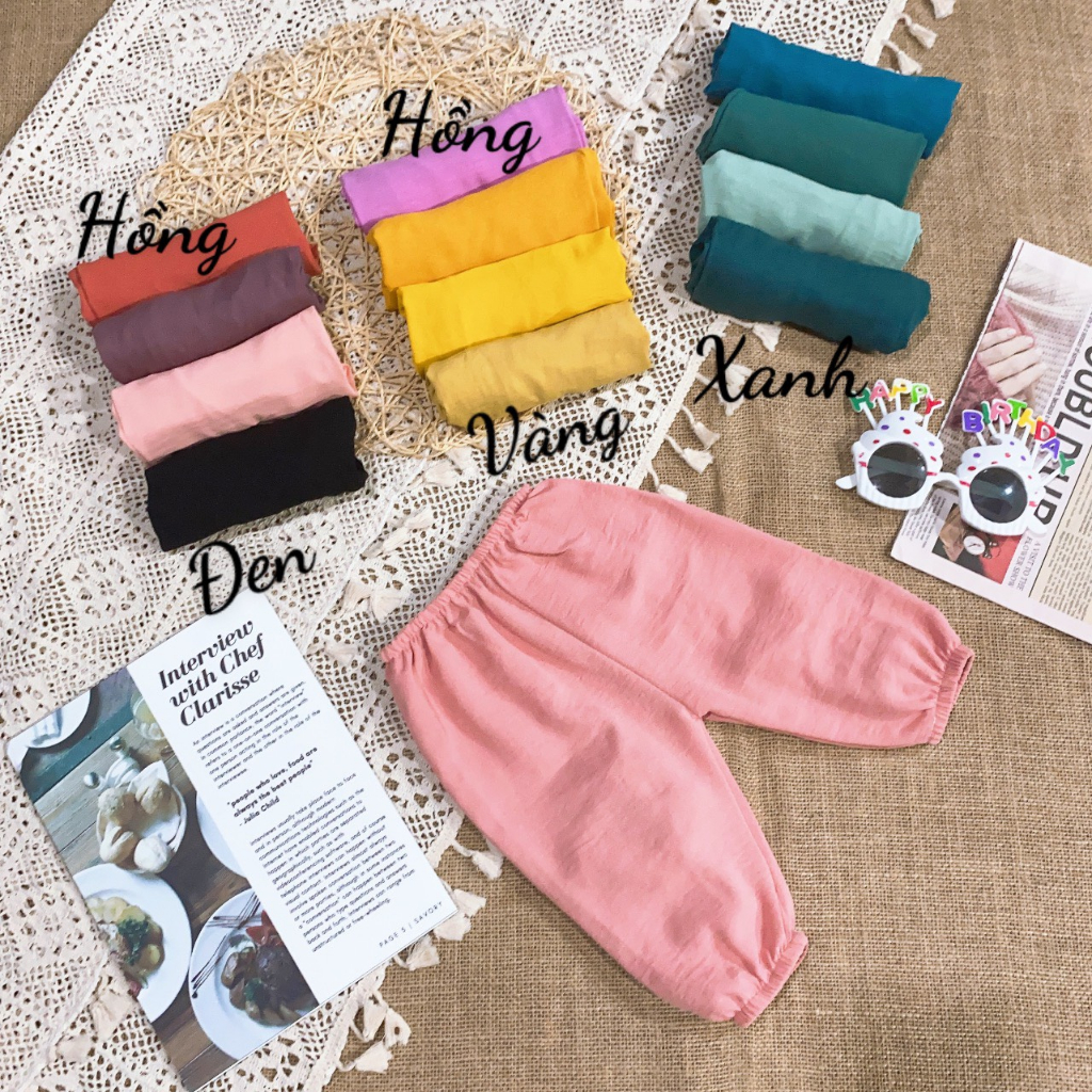 Quần dài bé trai và quần dài bé gái vải đũi QATE236 - quần chục cho bé TB364