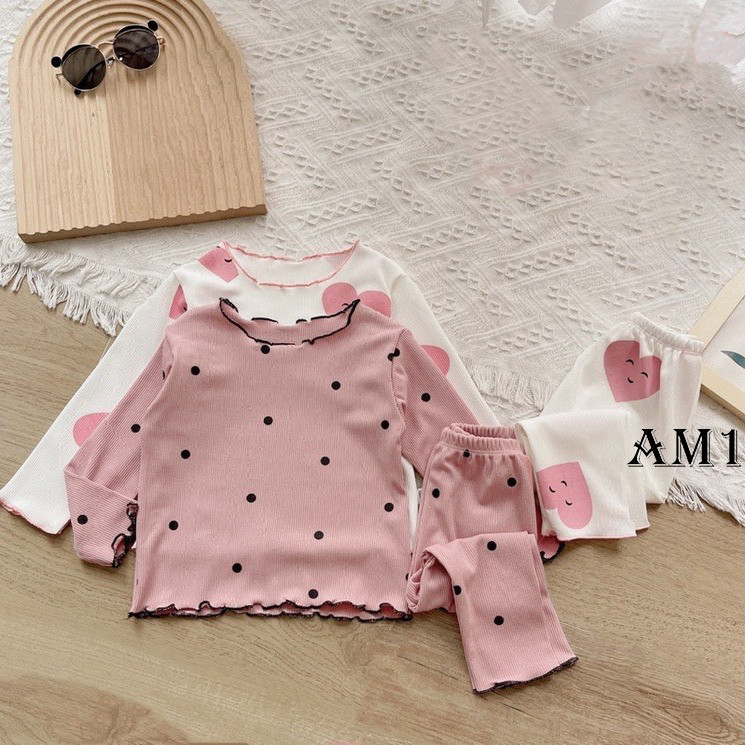 Đồ bộ bé gái dài tay QATE776 TB69 - đồ bộ tăm thu đông quần áo trẻ em TB373