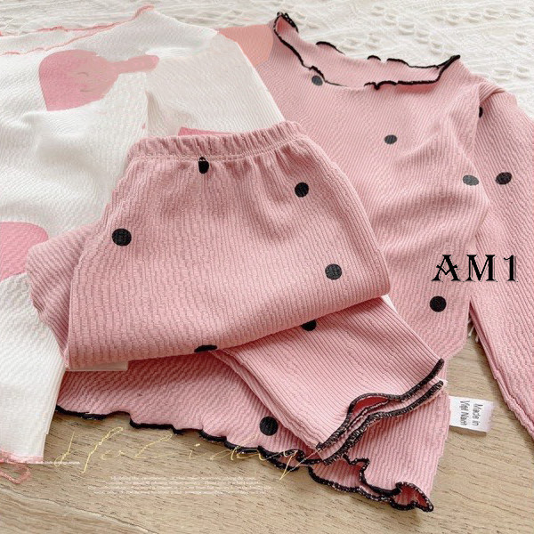 Đồ bộ bé gái dài tay QATE776 TB69 - đồ bộ tăm thu đông quần áo trẻ em TB373