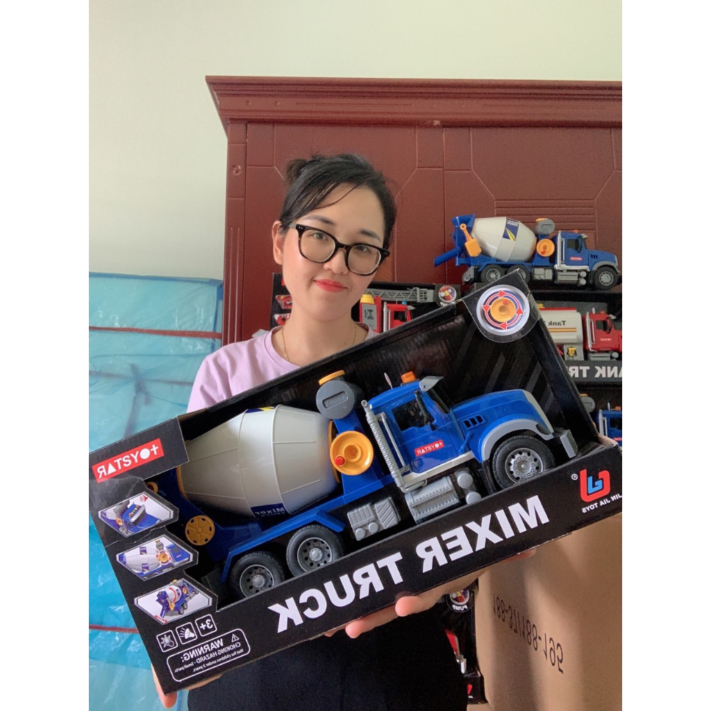 Đồ chơi ô tô, xe bồn bê tông TOYSTAR mô hình cao cấp cỡ lớn có nhạc cấu trúc hoạt động như xe thật đồ chơi cho bé trai
