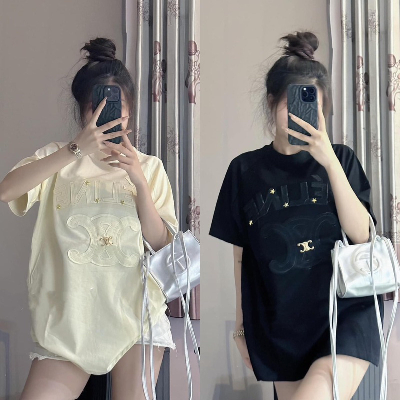 Áo Phông Thêu CEL Đính Charm Nổi Siêu Hot