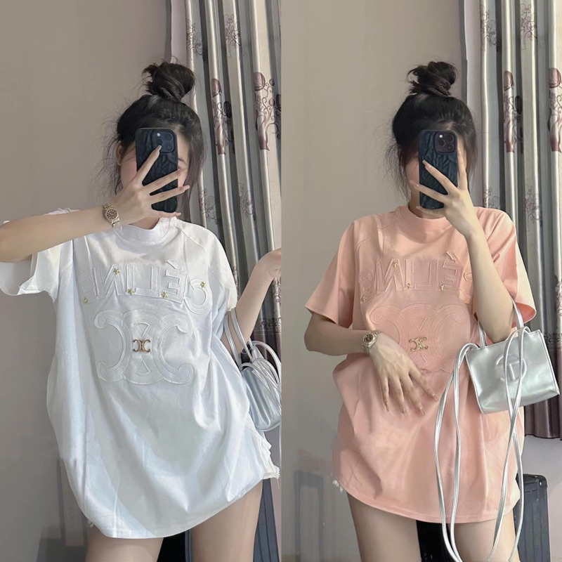 Áo Phông Thêu CEL Đính Charm Nổi Siêu Hot