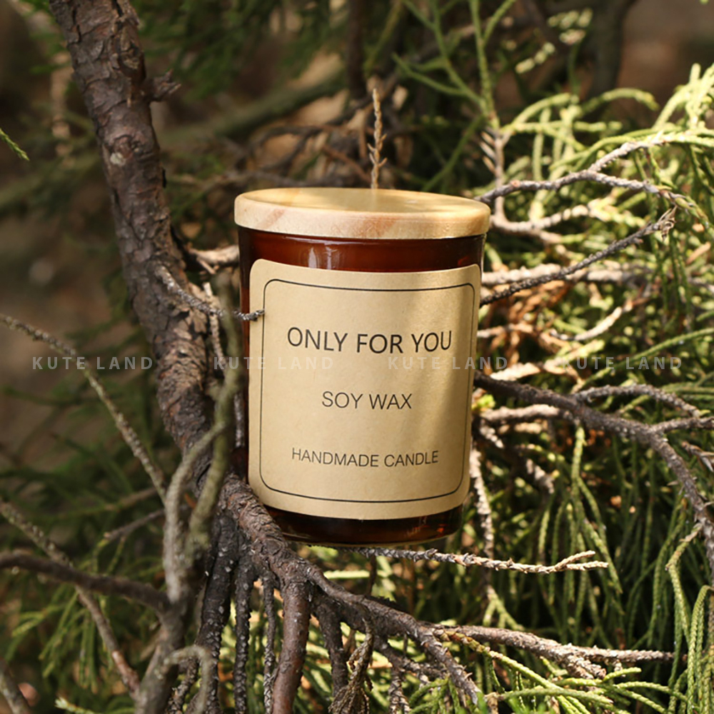 Nến thơm Only For You nắp gỗ mini 50G sáp đậu nành handmade decor trang trí phòng đốt không khói - làm quà tặng NT33