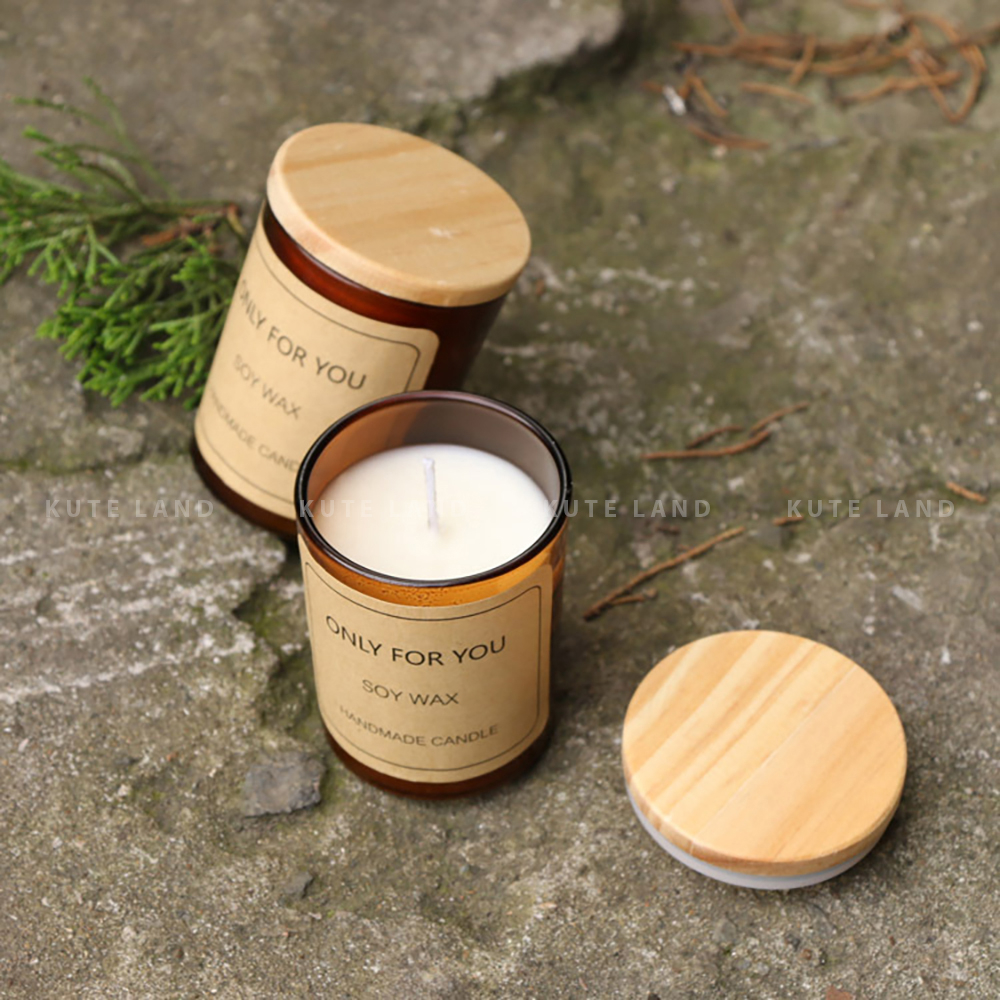 Nến thơm Only For You nắp gỗ mini 50G sáp đậu nành handmade decor trang trí phòng đốt không khói - làm quà tặng NT33