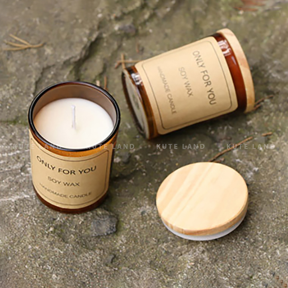 Nến thơm Only For You nắp gỗ mini 50G sáp đậu nành handmade decor trang trí phòng đốt không khói - làm quà tặng NT33