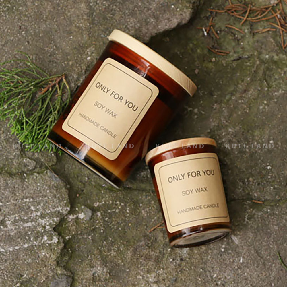 Nến thơm Only For You nắp gỗ mini 50G sáp đậu nành handmade decor trang trí phòng đốt không khói - làm quà tặng NT33
