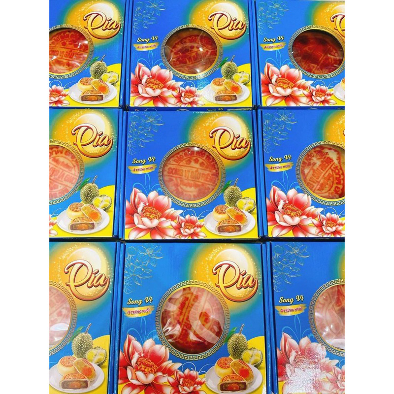 Bánh Pía Mặt Trăng Song vị 4 trứng muối 500gr béo thơm sầu riêng