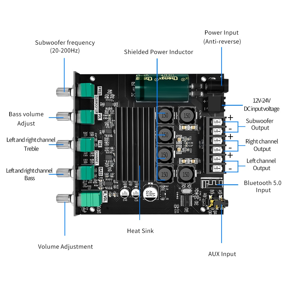 Chính hãng 100% ZK-TB21 tpa3116d2 mạch khuếch đại âm thanh loa siêu trầm bluetooth 5.0 khuếch đại âm thanh