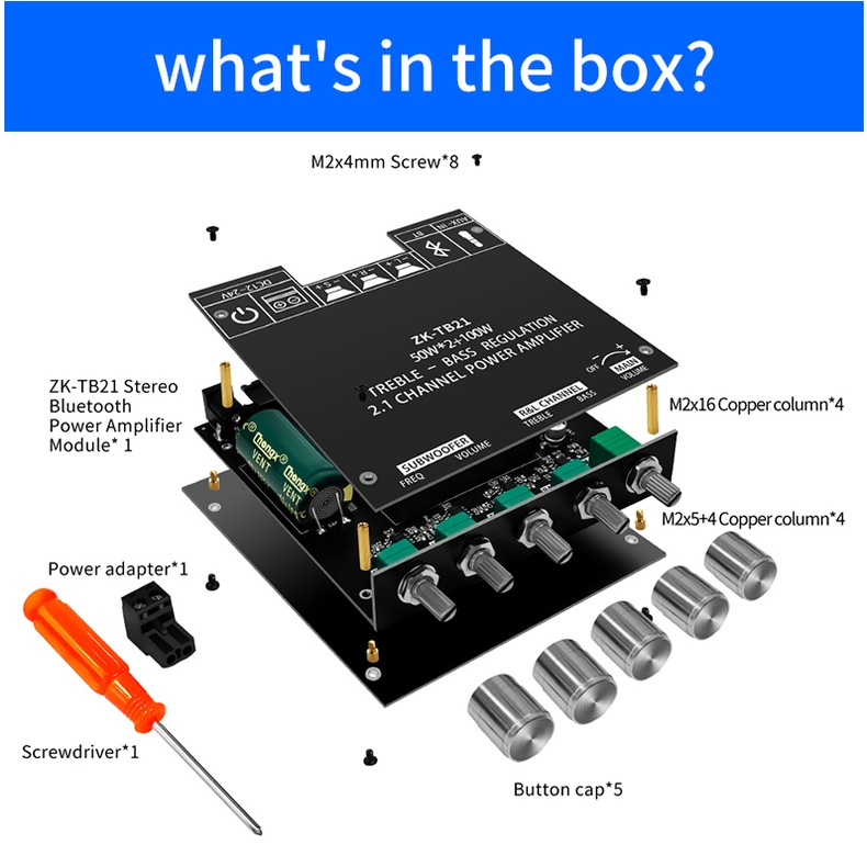 Chính hãng 100% ZK-TB21 tpa3116d2 mạch khuếch đại âm thanh loa siêu trầm bluetooth 5.0 khuếch đại âm thanh