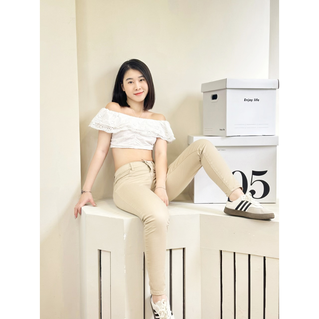 Quần dài kaki nữ dáng skinny PA18 Umebay chất vải cotton rayon co giãn cao cấp