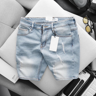 Quần Short jean nam cao cấp ZR Việt nam xuất khẩu Form Slimfit Form dài ngang gối Vải co giãn Hàng dư xịn