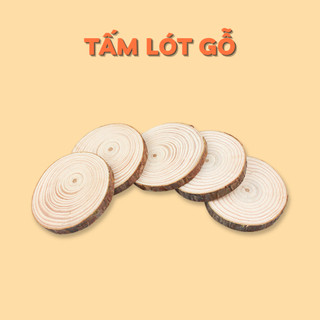 Đế lót ly nến thơm, tấm lót cốc bằng gỗ tự nhiên, miếng lót ly vintage vân gỗ mộc trang trí