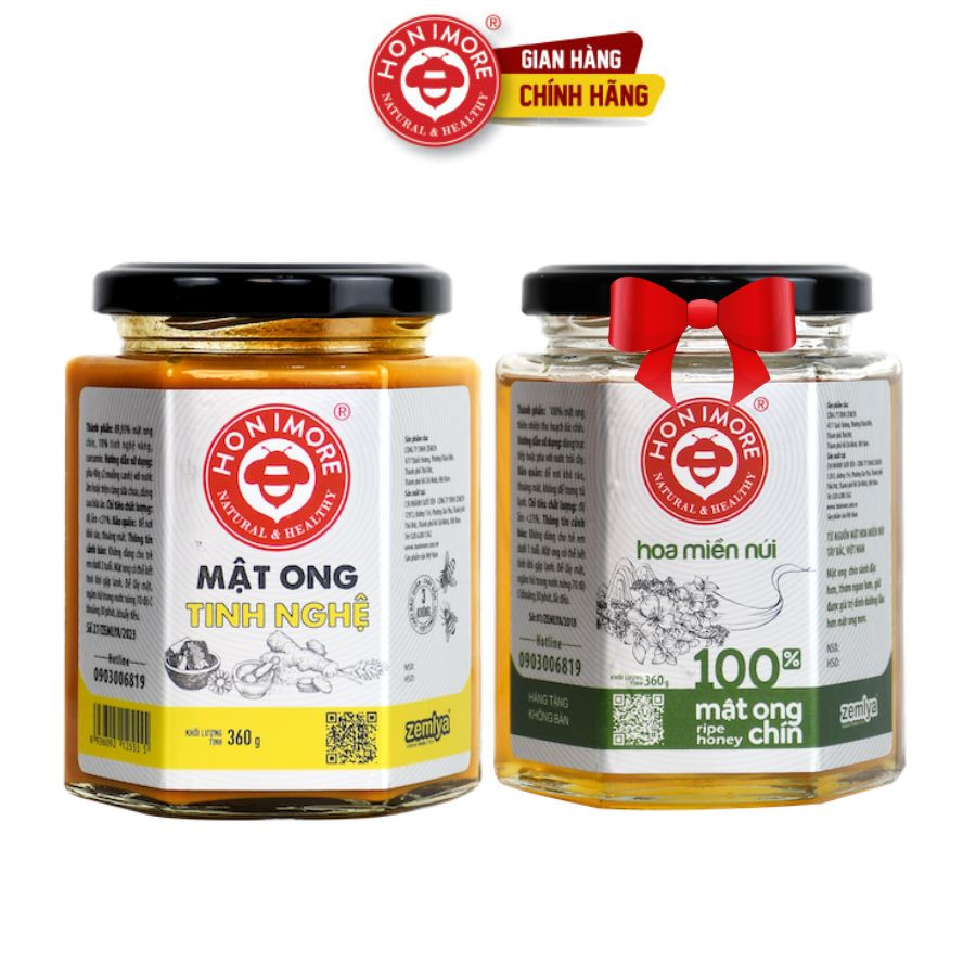 Mật ong rừng tinh bột nghệ Honimore 360g và Mật ong nguyên chất 360g - tốt cho dạ dày, đẹp da