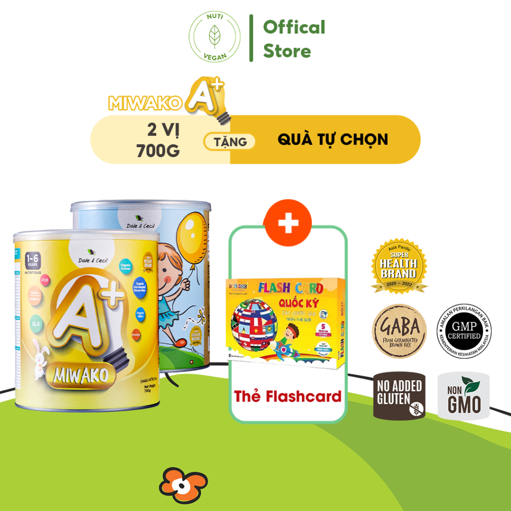 Sữa Miwako A+ Vị Vani & Sữa Miwako Gạo Hộp 700g, Sữa Hạt Cho Bé Phát Triển Thông Minh Tăng Chiều Cao, Vị Ngọt Tự Nhiên