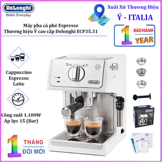 [Bh 1 năm] Máy pha cà phê Espresso Delonghi ECP35.31.W - Công nghệ Thermoblock độc đáo