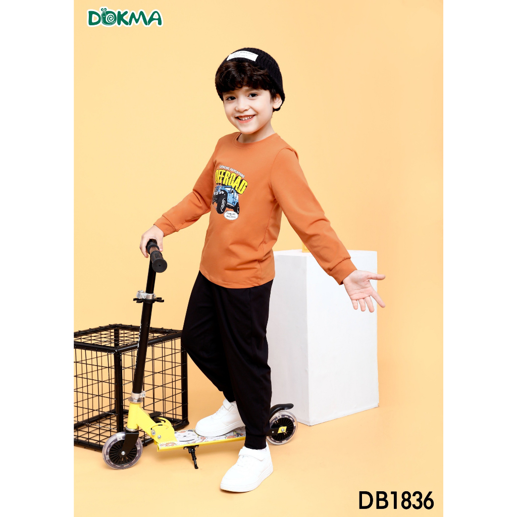 Bộ dài tay bé trai Dokma vải cotton mỏng DB1836