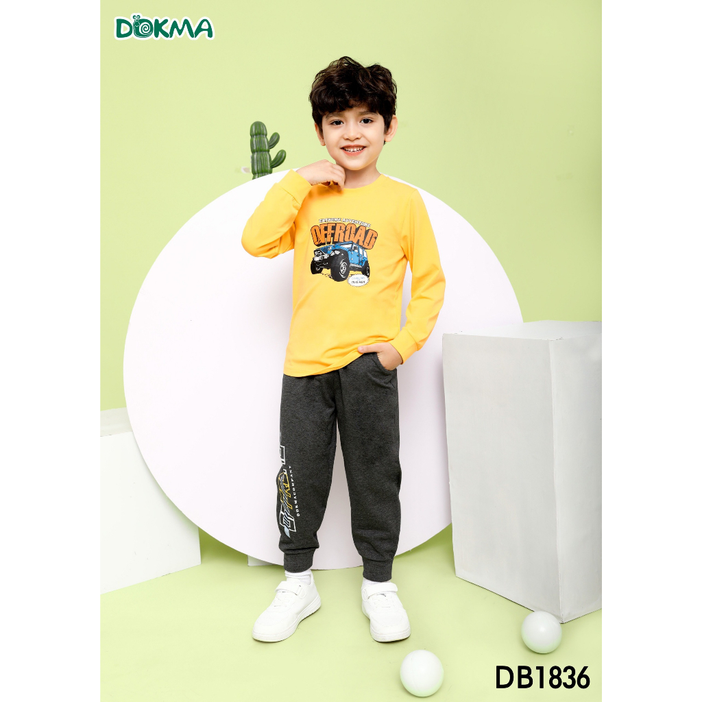 Bộ dài tay bé trai Dokma vải cotton mỏng DB1836