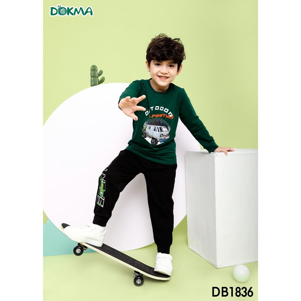 Bộ dài tay bé trai Dokma vải cotton mỏng DB1836
