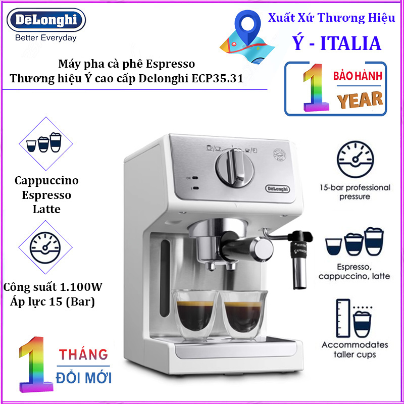 [CHÍNH HÃNG - GIÁ SỐC] Máy pha cà phê Espresso Delonghi ECP35.31.W
