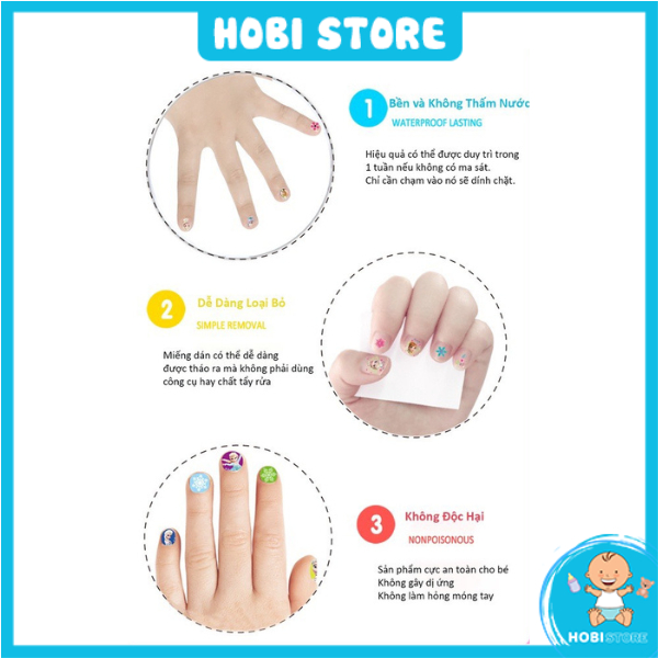 Set sticker dán móng tay nail sticker 3D nổi hoạ tiết công chúa hoạt hình Disney đáng yêu cho bé gái Frozen Elsa Ariel