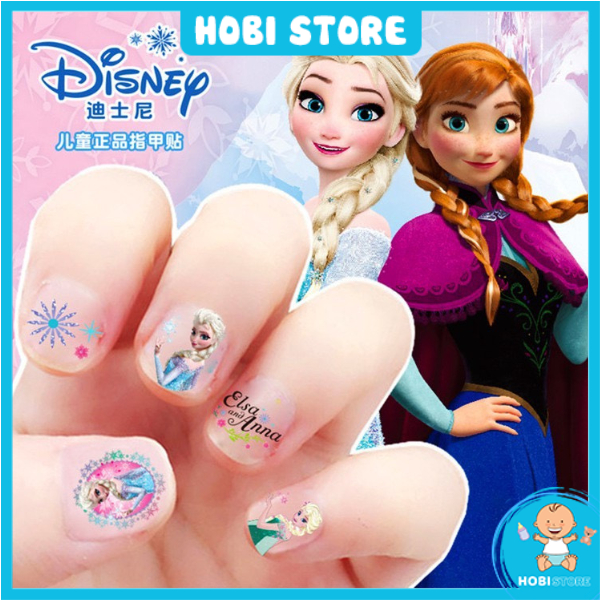 Set sticker dán móng tay nail sticker 3D nổi hoạ tiết công chúa hoạt hình Disney đáng yêu cho bé gái Frozen Elsa Ariel