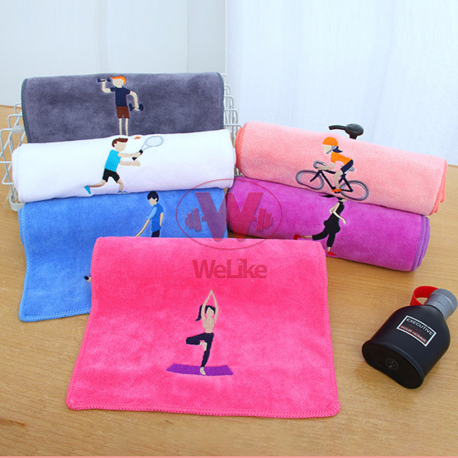 Khăn tập gym Welike - Khăn lau mồ hôi tập gym yoga thể dục thể thao cao cấp chất liệu cotton êm mềm không xù 110x25cm