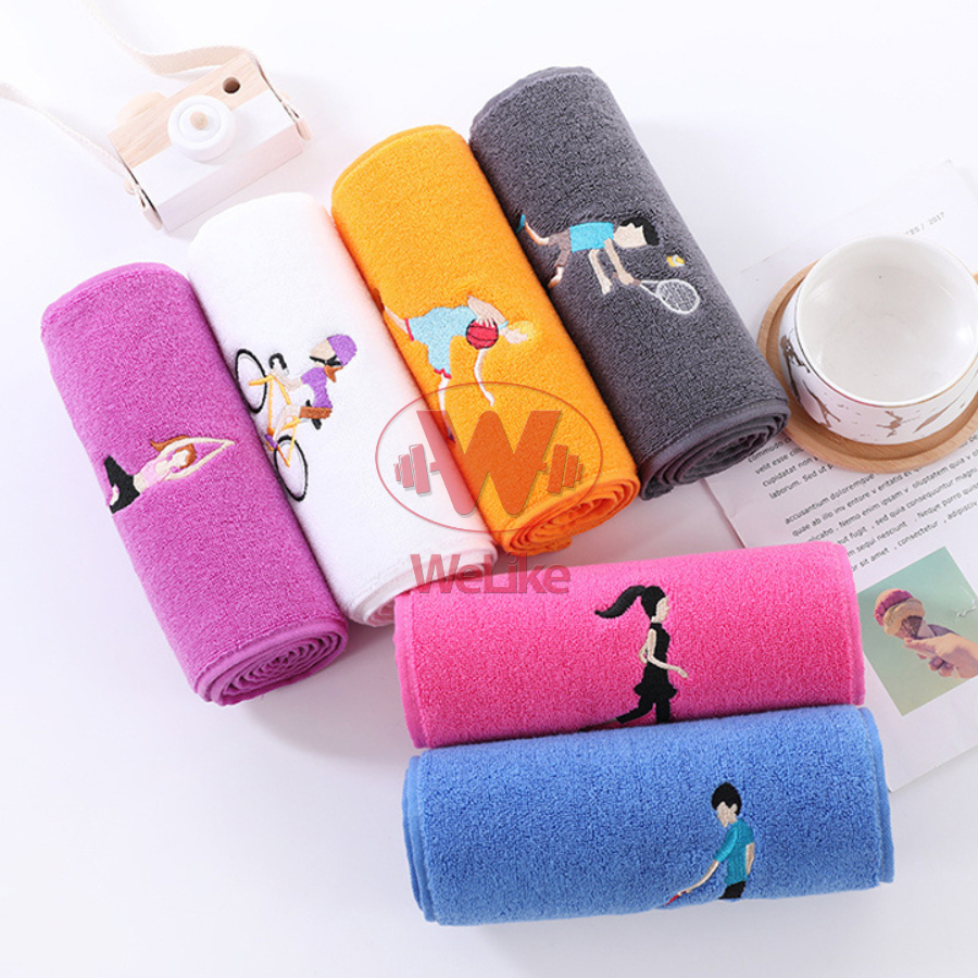 Khăn tập gym Welike - Khăn lau mồ hôi tập gym yoga thể dục thể thao cao cấp chất liệu cotton êm mềm không xù 110x25cm