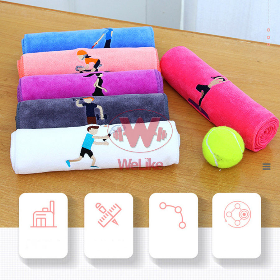 Khăn tập gym Welike - Khăn lau mồ hôi tập gym yoga thể dục thể thao cao cấp chất liệu cotton êm mềm không xù 110x25cm