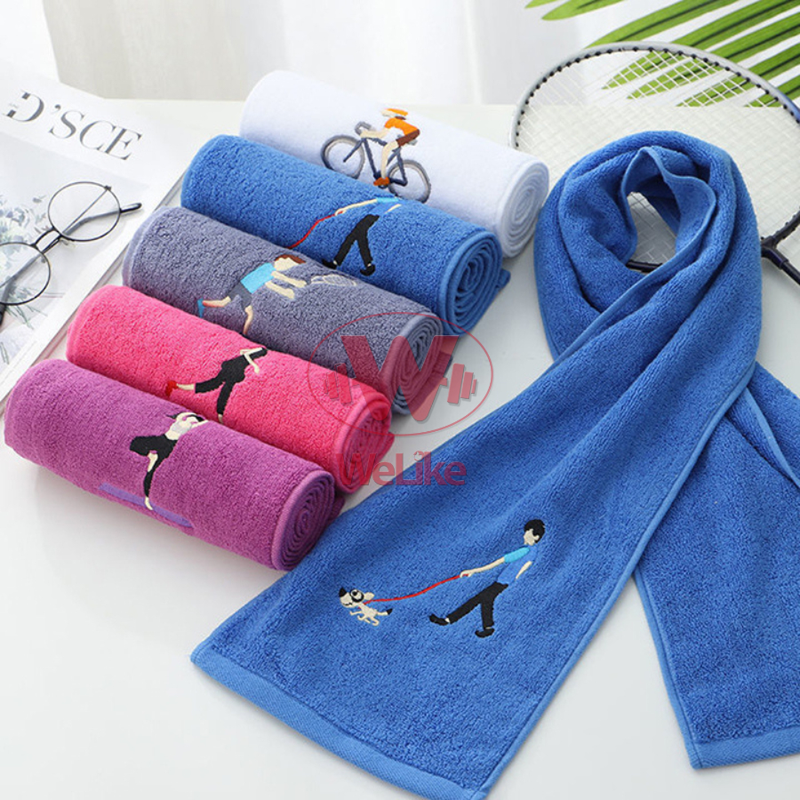 Khăn tập gym Welike - Khăn lau mồ hôi tập gym yoga thể dục thể thao cao cấp chất liệu cotton êm mềm không xù 110x25cm
