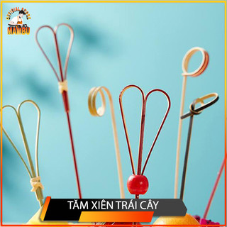 Tăm xiên tre trang trí cocktail tròn - tim - thắt nút - 12cm
