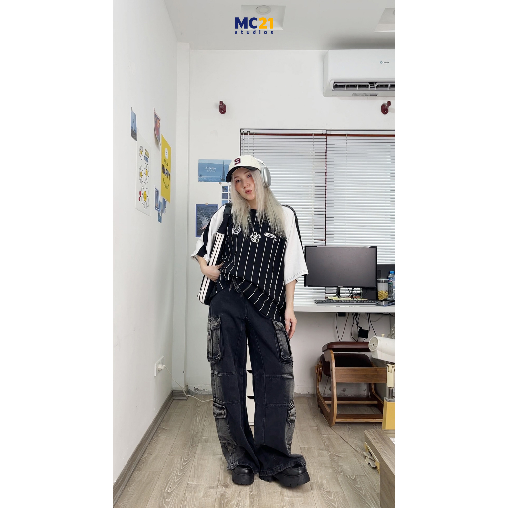 Áo phông MC21.STUDIOS oversize tay lỡ Unisex Ulzzang Streetwear Hàn Quốc tee form rộng t-shirt nam nữ pull A3725