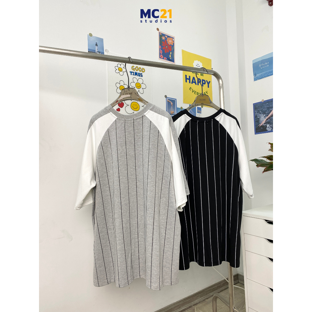 Áo phông MC21.STUDIOS oversize tay lỡ Unisex Ulzzang Streetwear Hàn Quốc tee form rộng t-shirt nam nữ pull A3725