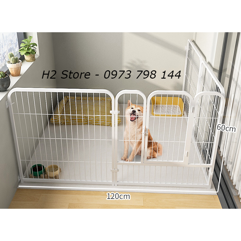 Bộ Tấm Ghép Chuồng Quây Nan Ống Sơn Tĩnh Điện Dành Cho Chó Pháp, Corgi, Shiba Inu, ...  Kích Thước 60x60cm - H2 Store