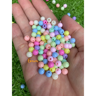 10gr hạt nhựa nhiều màu pastel size 6mm,phụ liệu làm vòng handmade