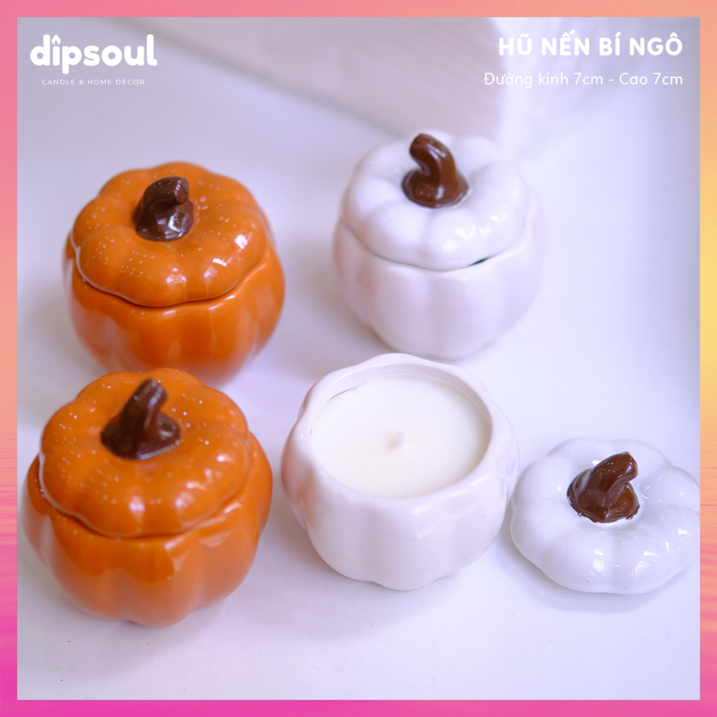 Có clip - Nến thơm Halloween hũ bí ngô thư giãn, làm quà tặng ý nghĩa
