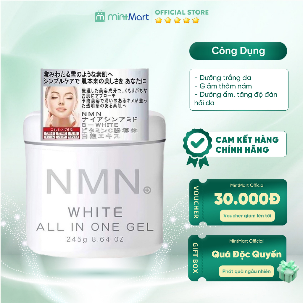 [Chính hãng] Kem dưỡng da NMN White All In One Gel Nhật Bản hũ 245g