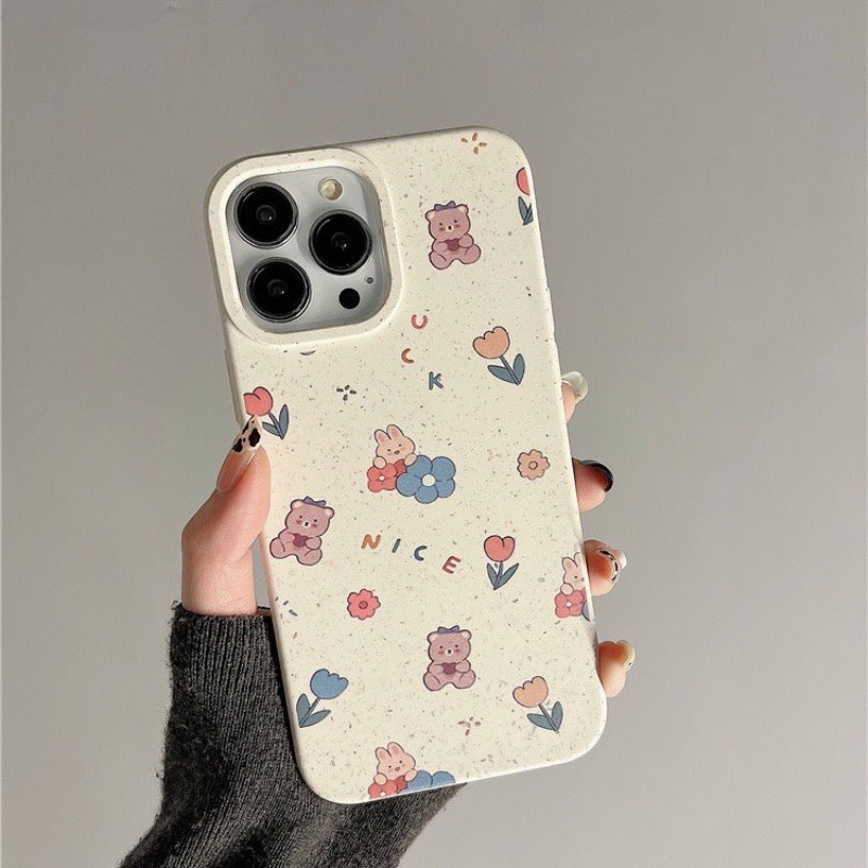 Ốp lưng iPhone lúa mạch hình kem gấu thỏ 11/12/13/14/15/pro/max/plus/promax - A Mẫn Sài Gòn